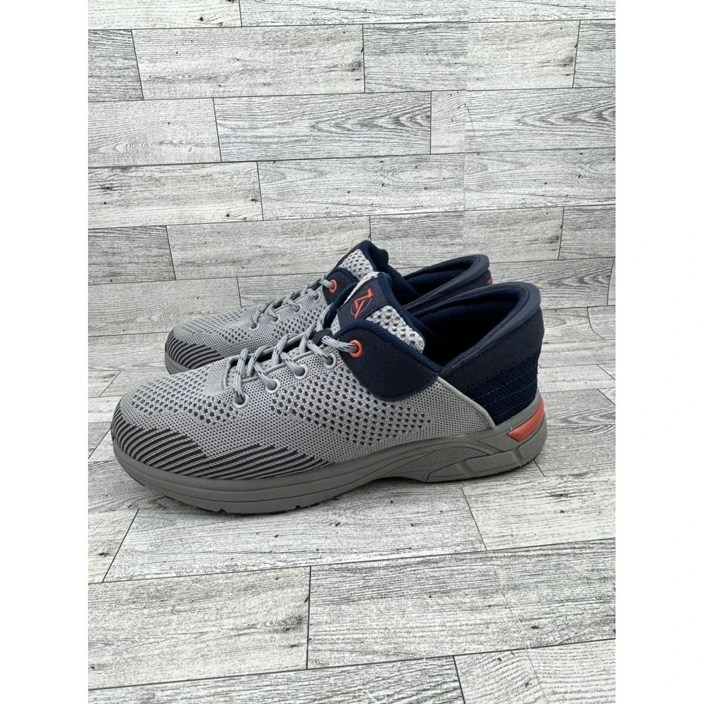 ZEBA Men's Athletic Shoes Gray Navy Orange Lace Up‎ Knit Sneakers Size 8.5